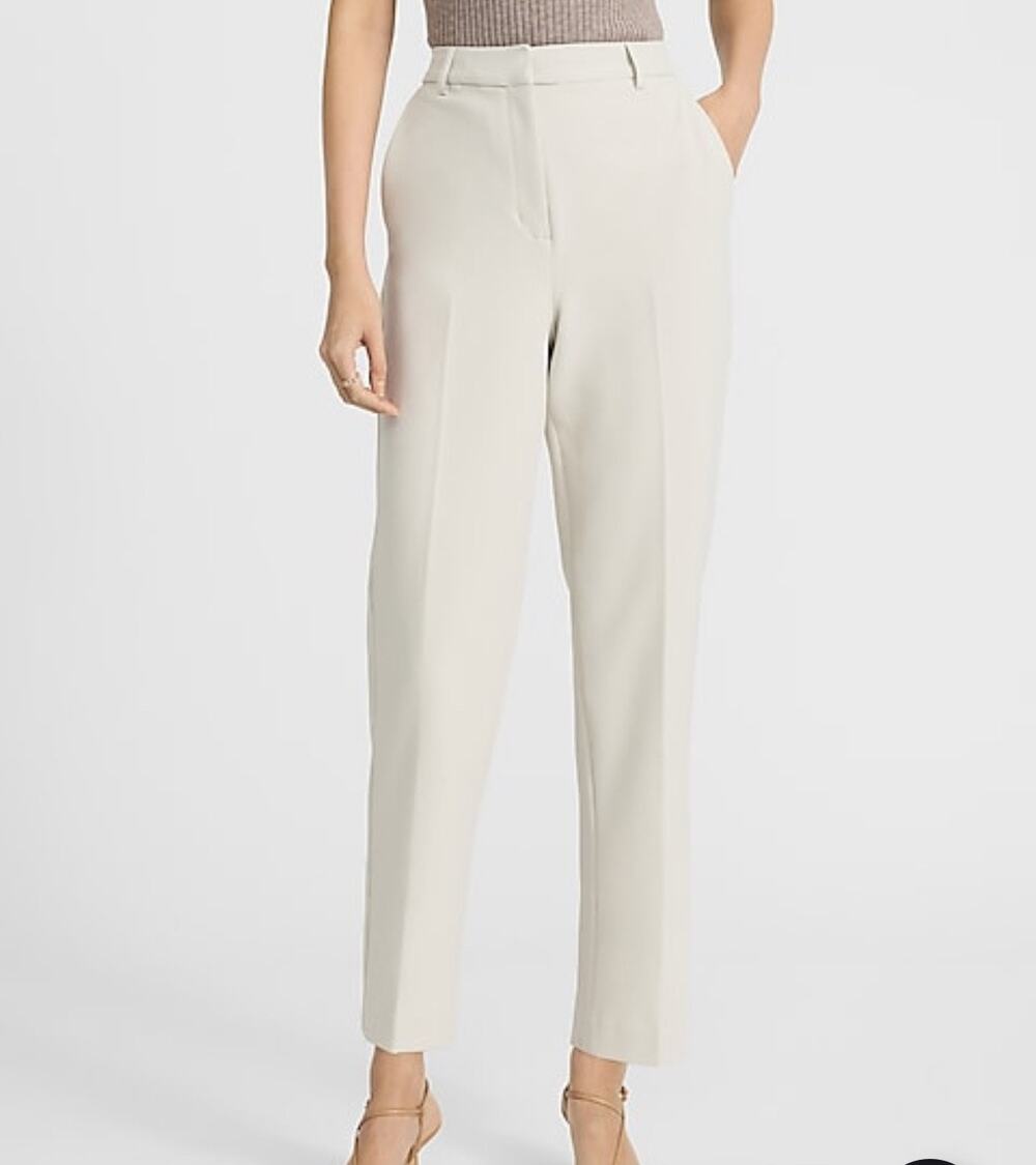 Express Editor Super High Waist Ankle Pant – Warm Ivory NWT